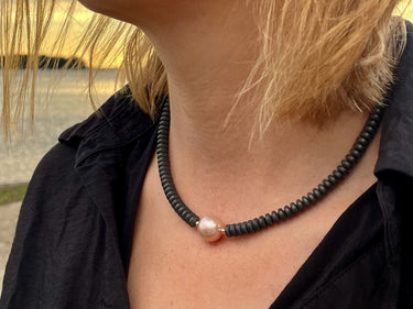 Elegante Halskette mit rosé Süßwasserperle - handgefertigt - Steinkette Dunya – handgefertigt aus echten Süßwasserperlen – El...