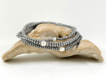 3 zierliche Armbänder aus silberfarbenen Steinen - Armbandset Erlina – handgefertigt – Ella and Me