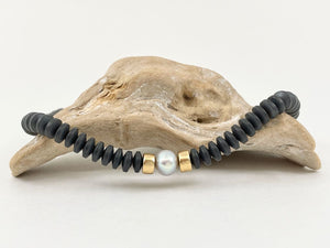 Halskette mit echter Perle und edlem Gold -Steinkette Dinara